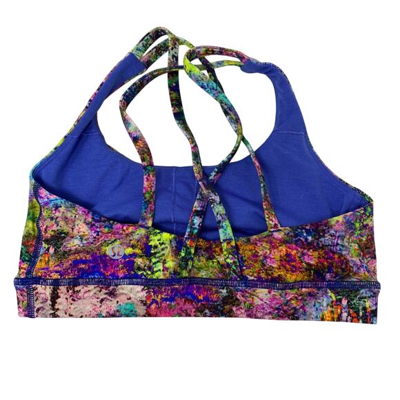 Lululemon Energy Sports Bra Womens Size 4 Multi Criss Cross Back Electric Jungle - Picture 3 of 5
